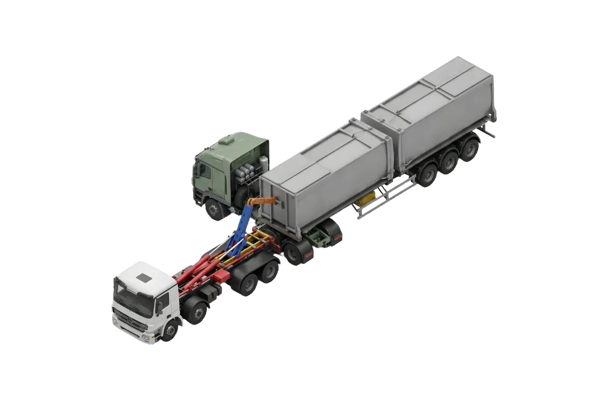 拉臂勾车装箱挂车